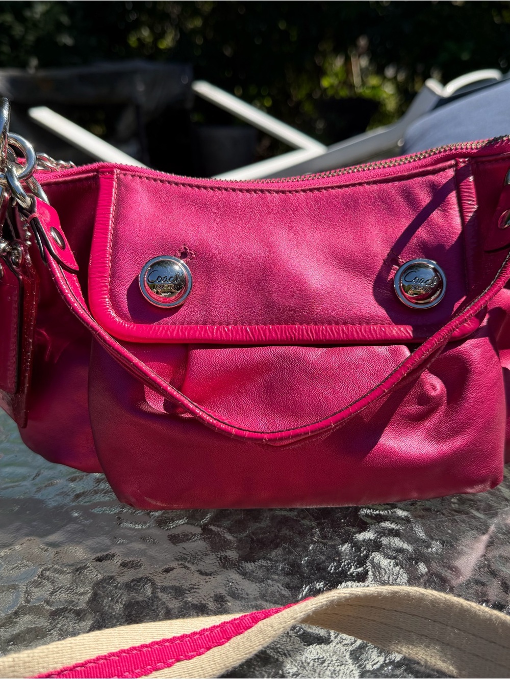 Coach Hot Pink Shoulder Bag with Silver Hardware